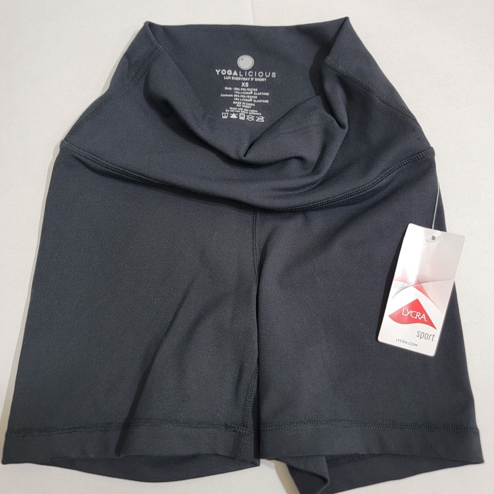 NEW Yogalicious Luxe Everyday 5"‎ Yoga Biker Shorts Black size XSMALL